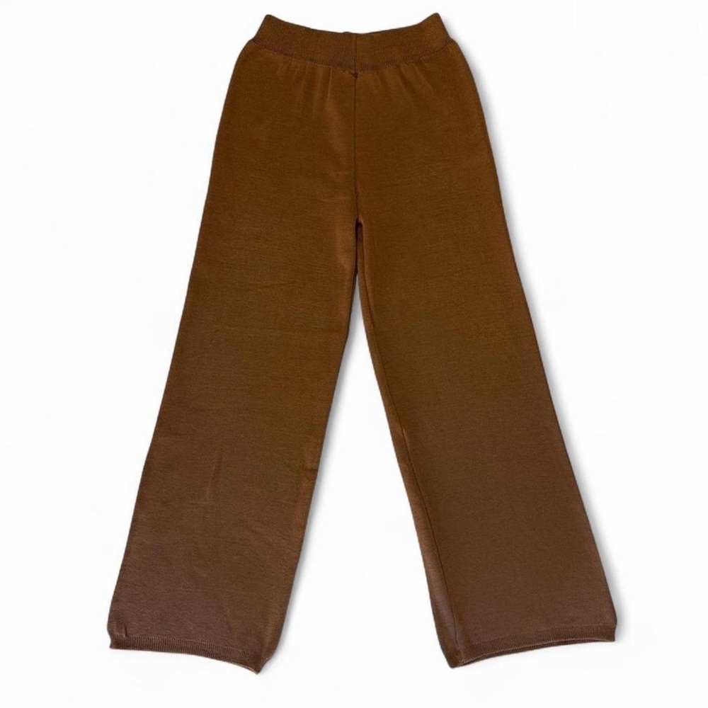 Hudson & Mark Wide Leg Women's Knit Pants in Brown - Picture 2 of 8
